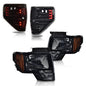 Solid Spare Fit For 2009-2014 Ford F-150 Pickup Smoke Headlights + Clear LED Tail Lights