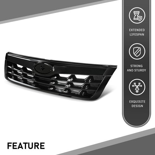 Solid Spare Fit For 09-13 Subaru Forester Front Bumper Upper Grille Assembly Black