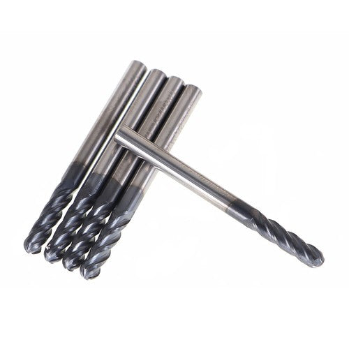 Solid Spare 5 PCS End Mill 1/8" 4 Flute 1-1/2" Overall Length Ball Nose Carbide