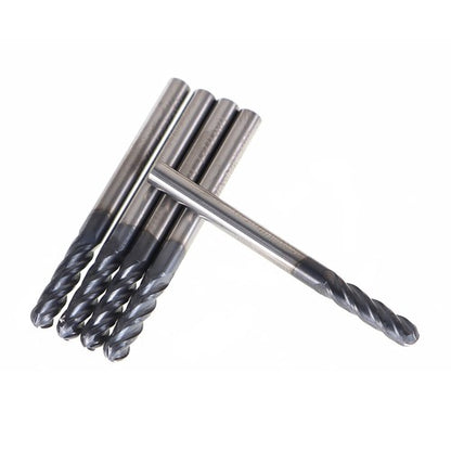 Solid Spare 5 PCS End Mill 1/8" 4 Flute 1-1/2" Overall Length Ball Nose Carbide