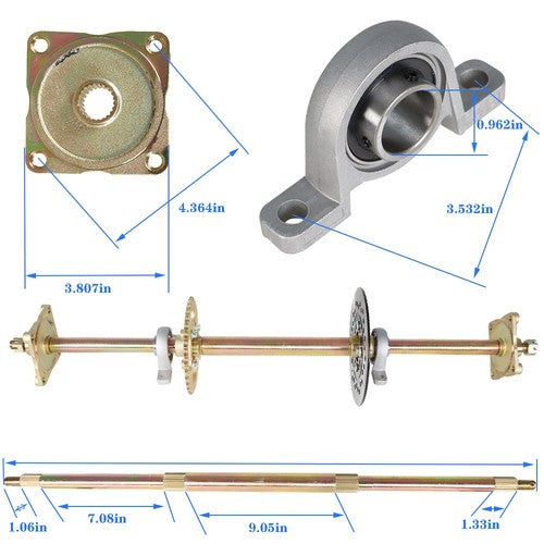 Solid Spare 1"x 32" Go Kart ATV Rear Live Axle Kit Brake Assembly For Drift Trike Go Kart