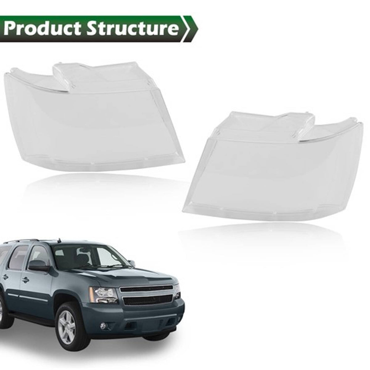 Solid Spare Headlight Replacement Lens Clear Fit For 07-14 Chevy Avalanche Tahoe Suburban