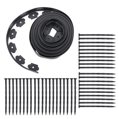Solid Spare Lawn Border L-shaped Lawn Garden Edging Kit 40FT With 40Pcs Anchoring Spikes