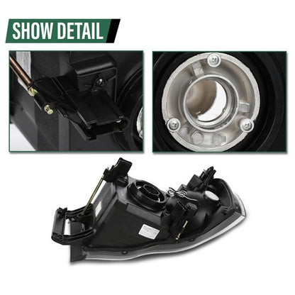 Solid Spare Clear/Black LED Tube DRL Headlights Fit For 2002-2005 Dodge Ram 1500 2500 3500