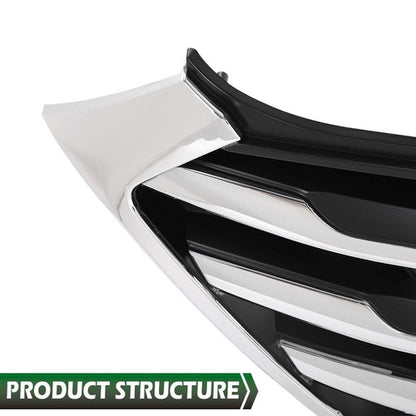 Solid Spare Fit For 2016-2018 Hyundai Tucson Front Bumper Upper Grille Grill w/ Chrome Trim