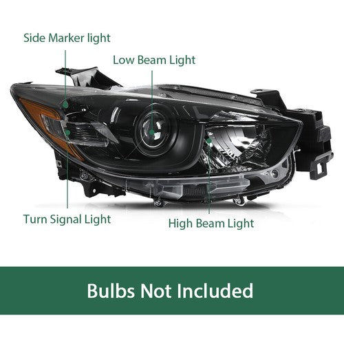 Solid Spare Pair Headlights Black Fit For 2013 14 15 2016 Mazda CX-5 Halogen Headlamps L+R