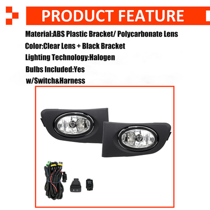 Fits 2001-2003 Honda Civic Sedan Front Mesh Grille & Clear Lens Fog Lights Lamps