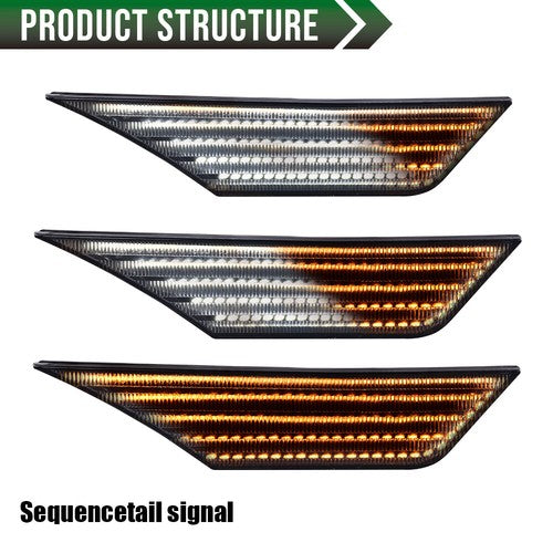 Solid Spare Fit For 16-21 Honda Civic Smoke LED Side Marker Lights Switchback Signal Lamp