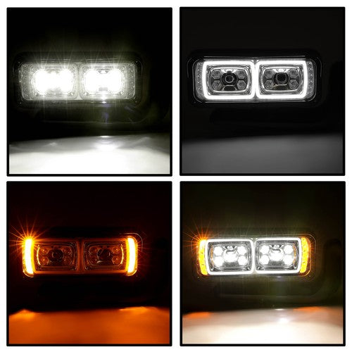 Solid Spare Full LED Dual Projector Headlights Assembly For Peterbilt 379 357 359 389 Truck