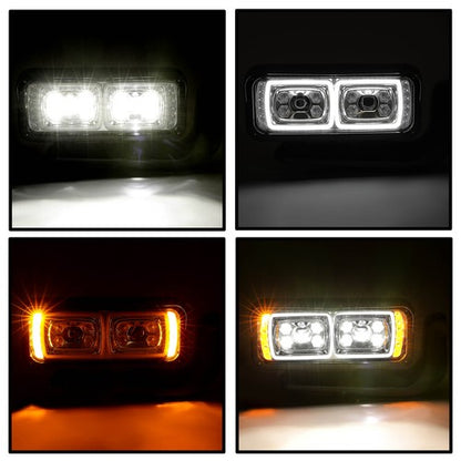 Solid Spare Full LED Dual Projector Headlights Assembly For Peterbilt 379 357 359 389 Truck