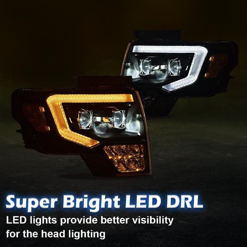 Solid Spare LE DRL Projector Headlights Tail Lights Lamps Fit For 2009-2014 Ford F-150