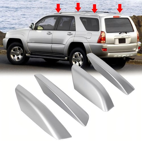 Solid Spare 4PCS Silver Roof Rack Rail End Cover Shell Cap For Toyota 4Runner N210 2003-2009