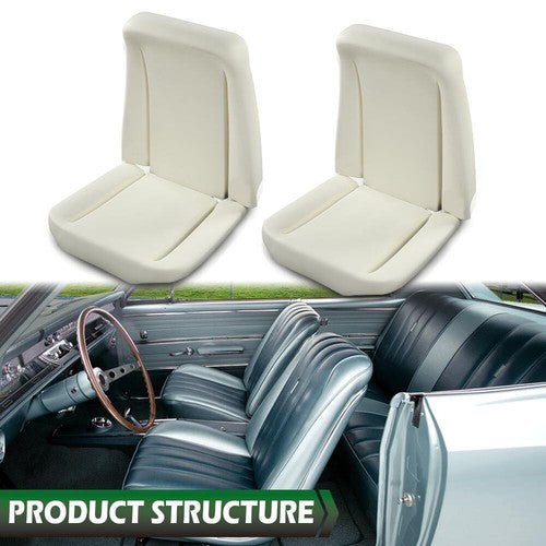 Solid Spare Fit For 1966-1972 GM Front Bucket Seat Foam Bun Cushion Upper & Lower Pair