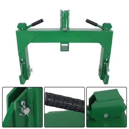 Solid Spare 3 Point Quick Hitch for Cat 1&2 Tractors W/ 2" Receiver Hitch 3000 LB Steel
