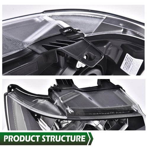 Solid Spare Fit For 07-14 Chevy Tahoe Suburban Avalanche Headlights Headlamps Clear/Black
