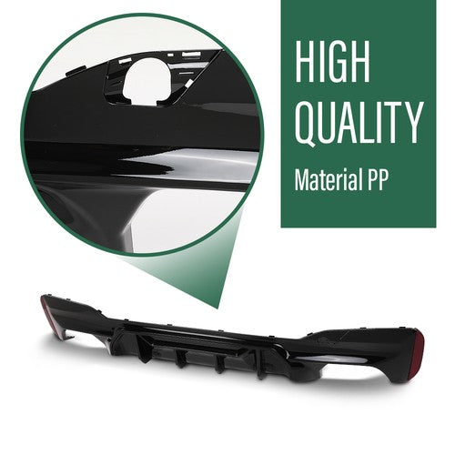 Solid Spare Fit For 17-23 BMW G30/G31/G38 5 Series M Sport Rear Bumper Diffuser Gloss Black
