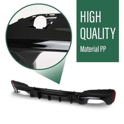 Solid Spare Fit For 17-23 BMW G30/G31/G38 5 Series M Sport Rear Bumper Diffuser Gloss Black