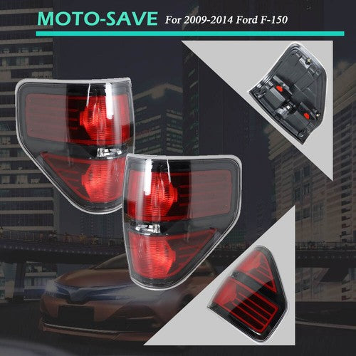 Solid Spare For 2009-2014 Ford F-150 Series Red Driver & Passenger Rear Brake Tail Lights