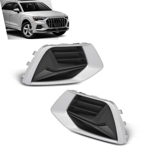 Solid Spare Front Bumper Insert Fog Light Cover Left+Right Fit For 2019-2023 Audi Q3