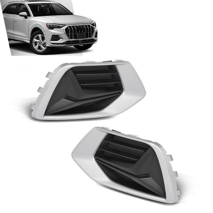 Solid Spare Front Bumper Insert Fog Light Cover Left+Right Fit For 2019-2023 Audi Q3