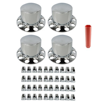 Solid Spare Set of 4 Rear Chrome Wheel Axle Hub Cover Kit Semi 33mm Nut Covers ABS Plastic