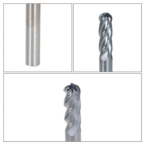 Solid Spare 5pcs 1/4" 4 Flute USA Ball Nose Carbide End Mill 3/4" Cut Length Tialn Coated
