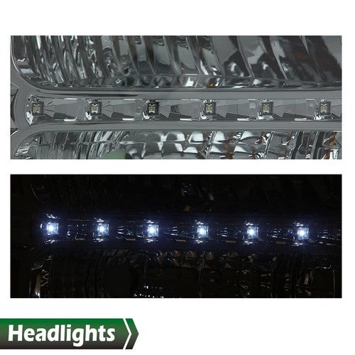 Solid Spare Fit For 2005-2007 F250 F350 F450 Super Duty LED DRL Headlights Headlamps Smoked