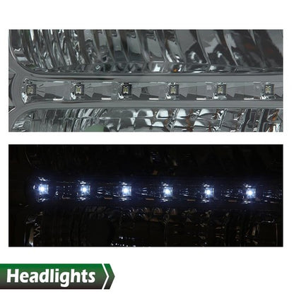 Solid Spare Fit For 2005-2007 F250 F350 F450 Super Duty LED DRL Headlights Headlamps Smoked