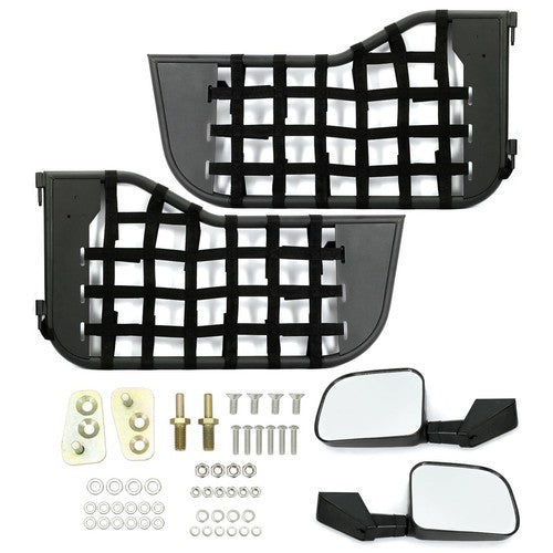 Solid Spare Tubular Trail Door With Side Mirror For 1976-1995 Jeep CJ7/YJ Wrangler 2DR Black