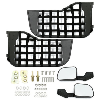 Solid Spare Tubular Trail Door With Side Mirror For 1976-1995 Jeep CJ7/YJ Wrangler 2DR Black