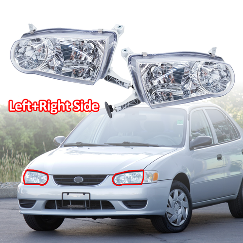 For Toyota Corolla 2001 2002 Headlights w/o Corner Signal Headlamps Left+Right