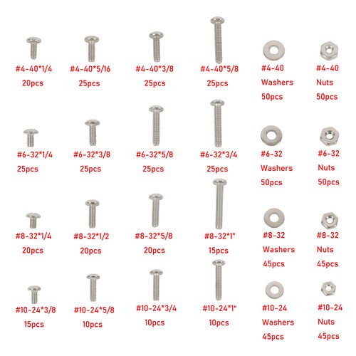 Solid Spare 700 Pack4-40#6-32#8-32#10-24 Stainless Steel Bolts and Nuts Kit With a Box