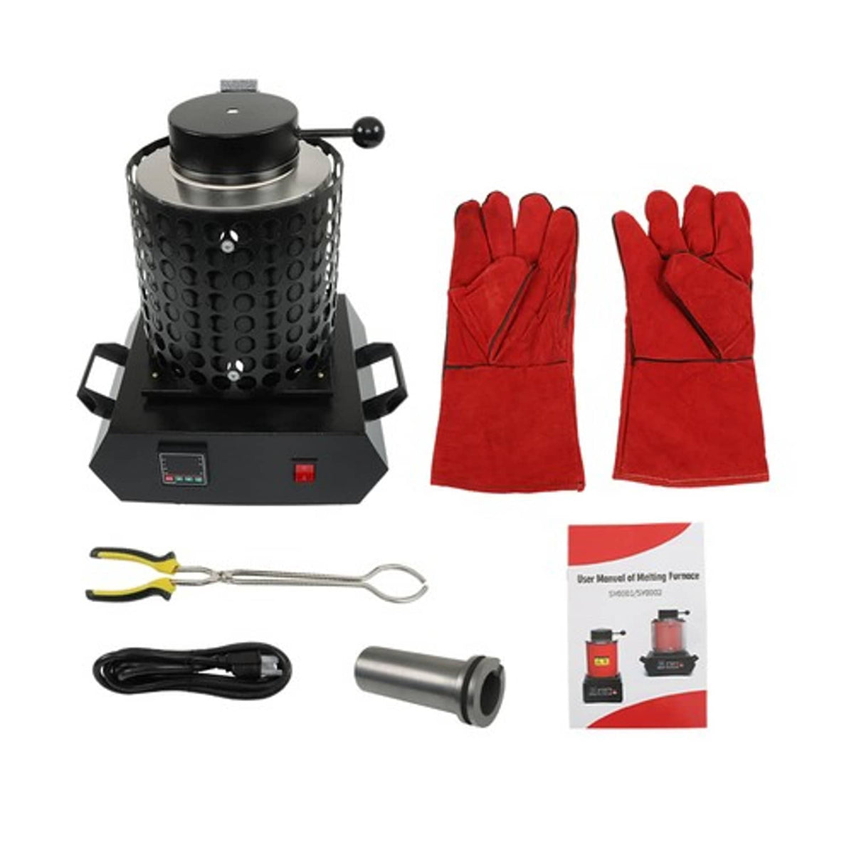 Solid Spare Metal Melting Furnace Forge Kit+Mesh Refining Casting Furnace 3KG 1400W Upgraded