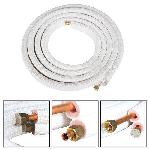 Solid Spare 16FT 1/4" - 3/8" Dia. Air Conditioning Cooling Connection Pipe Install Kit