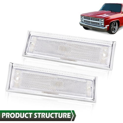 Solid Spare Pair Front Signal Side Marker Lights Clear Fit For 81-91 GMC Chevy Pickup Truck