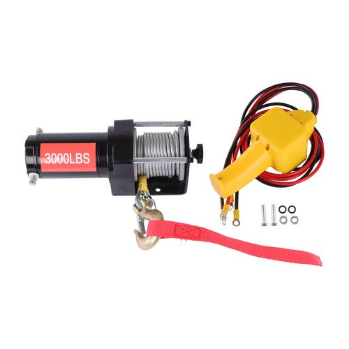 Solid Spare 3000 lb Electric Winch 12VDC/1.3HP ATV Winch 3/16in*32ft Heavy Duty Steel Cable