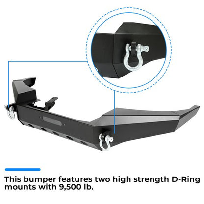 Solid Spare For Jeep Grand Cherokee WJ 1999-2004 Steel Black Front Bumper w/ D-Rings