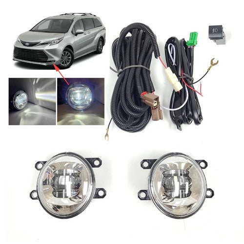 LED Fog Driving Lights Set For 2021-2025 2023 TY Sienna Harness Switch Kits Pair