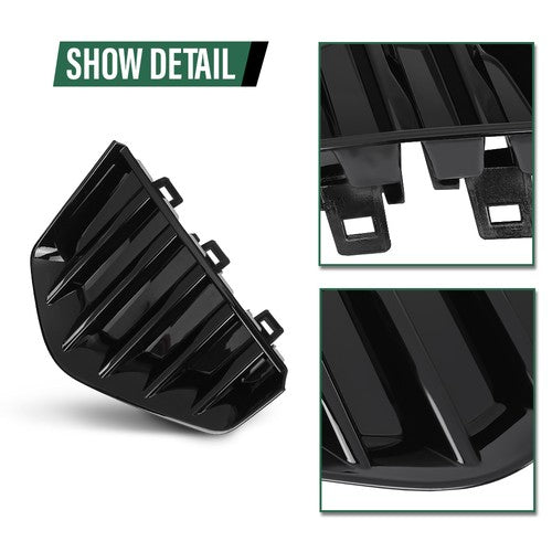 Solid Spare Front Bumper Fog Light Grille Cover Fit For 2019-2024 Cadillac XT4 Left Side
