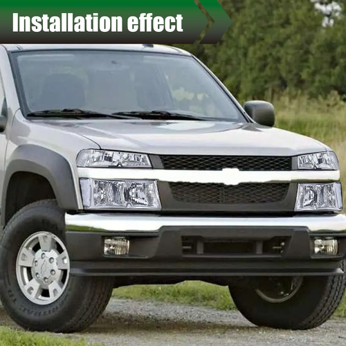 Solid Spare Smoke Lens Chrome Headlights Fit For 2004-2012 GMC Canyon/Chevy Colorado LH RH