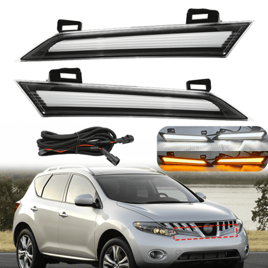 Solid Spare Pair For 2009-2014 Nissan Murano Headlight Reflector Panel W/LED DRL Turn Signal