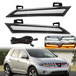 Pair For 2009-2014 Nissan Murano Headlight Reflector Panel W/LED DRL Turn Signal