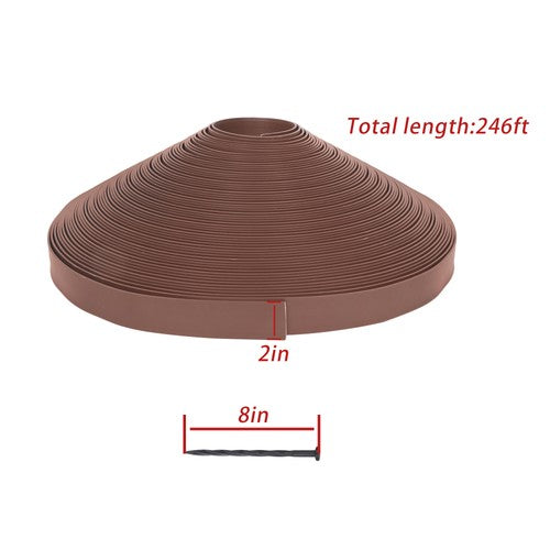 Solid Spare 246 feet Garden edge lawn grass stone isolation strip 2 inches high