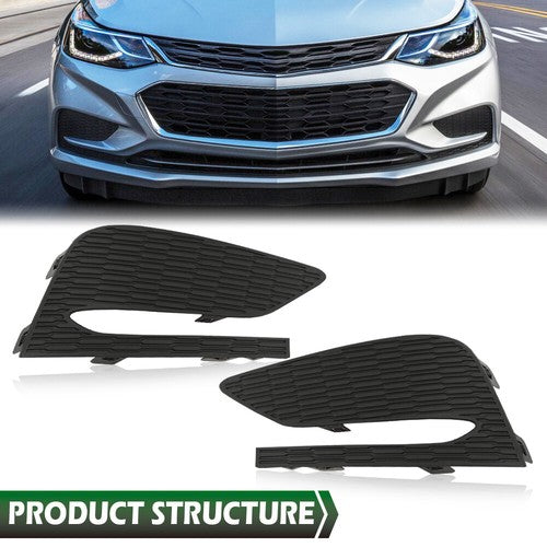 Solid Spare Front Bumper Insert Fog Light Cover Left+Right Fit For 2016-2018 Chevrolet Cruze