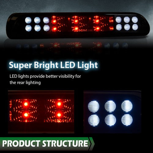 Solid Spare Black LED 3rd Third Brake Light Cargo Lamp Fit For 99-16 Ford F250/93-11 Ranger