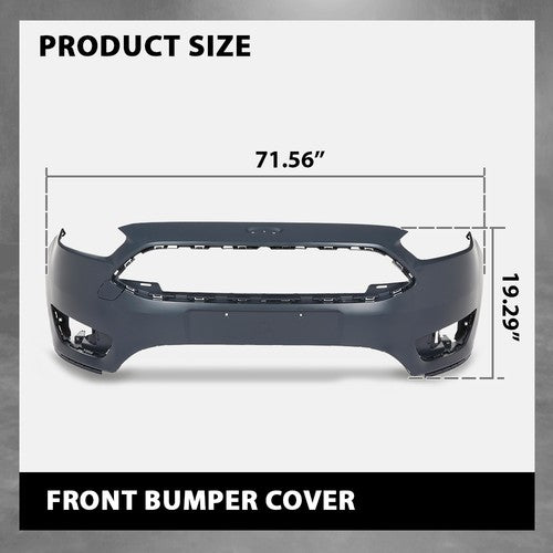 Solid Spare Fit For 2015 2016 2017 2018 Ford Focus S/SE/SEL Front Bumper Cover FO1000705