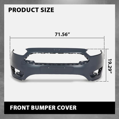 Solid Spare Fit For 2015 2016 2017 2018 Ford Focus S/SE/SEL Front Bumper Cover FO1000705