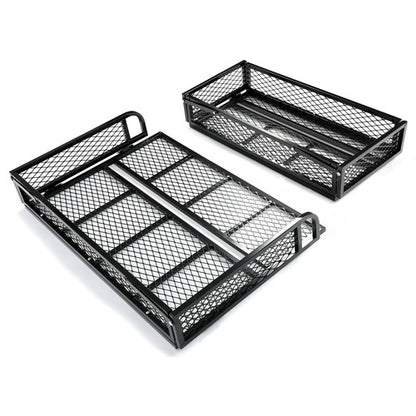 Solid Spare Front+Rear Cargo Basket Universal Luggage Carrier Mesh Rack Black Steel For ATV