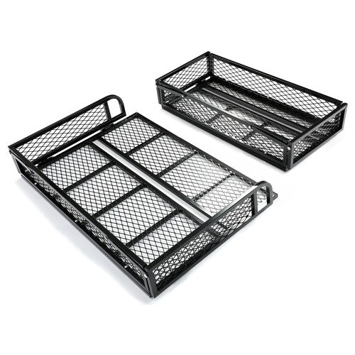 Solid Spare Front+Rear Cargo Basket Universal Luggage Carrier Mesh Rack Black Steel For ATV