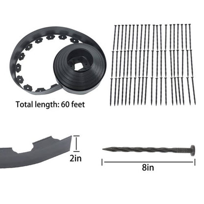 Solid Spare Garden Edging 60ft Landscape Edging with 60 Spikes for Lawn 2 Inch Tall US